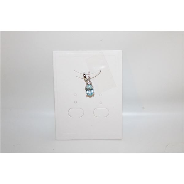 #142-NATURAL BLUE TOPAZ & CZ PENDANT