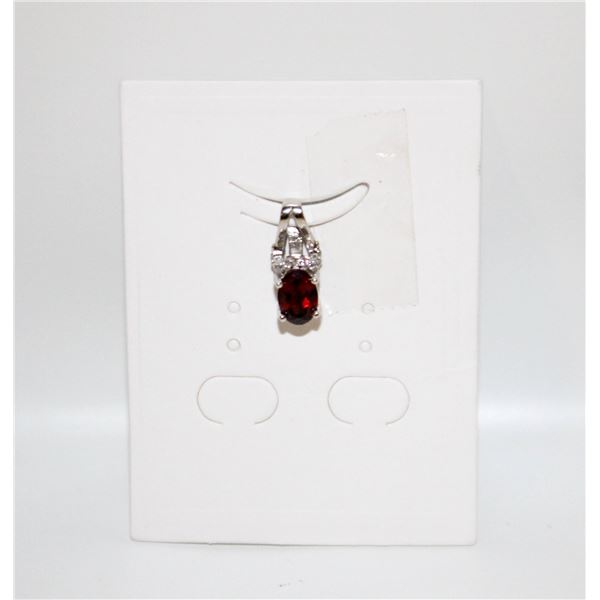 #115-NATURAL GARNET & CZ PENDANT