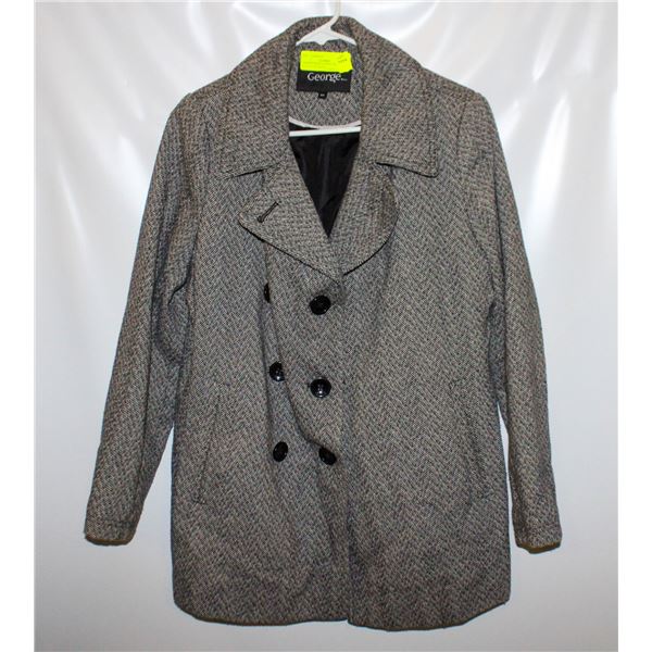 GEORGE WOOL JACKET SZ MM BLACK AND WHITE