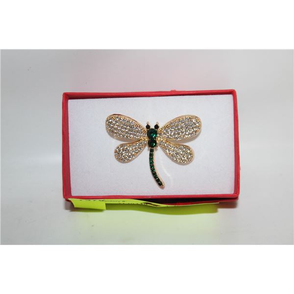 NEW DRAGONFLY BROOCH GREEN GOLDEN