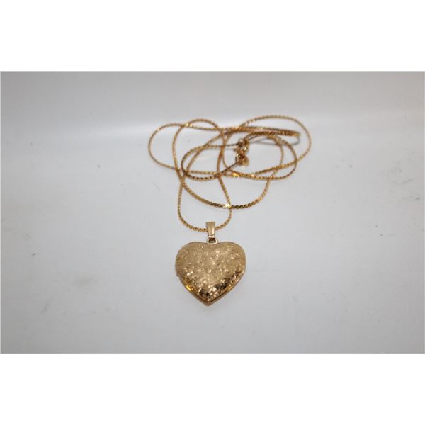 ESTATE HEART LOCKET PENDANT NECKLACE-ESTATE