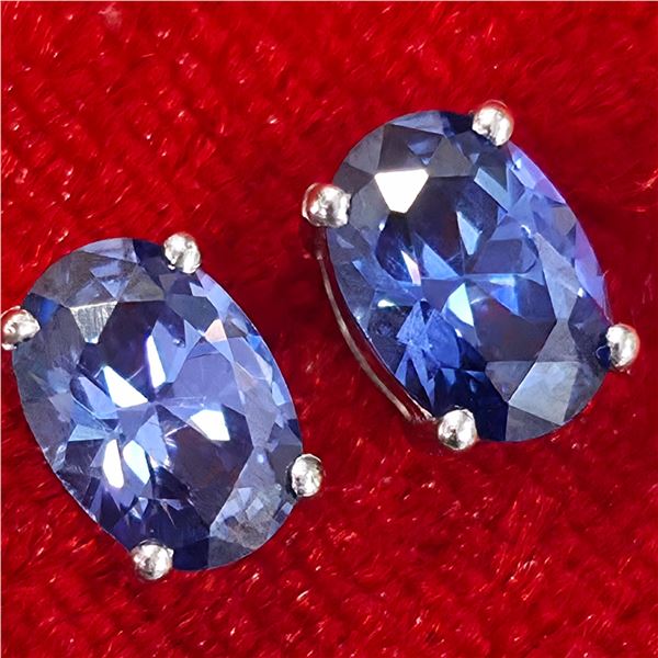 SILVER TANZANITE(1.8CT) RHODIUM PLATED EARRINGS