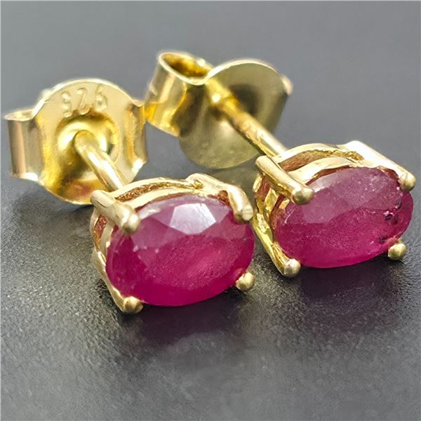 GOLD PLATED SILVER RUBY(0.9CT)GOLD RHODIUM PLATED