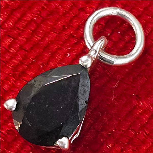 SILVER BLACK SPINEL(1.2CT) RHODIUM PLATED PENDANT