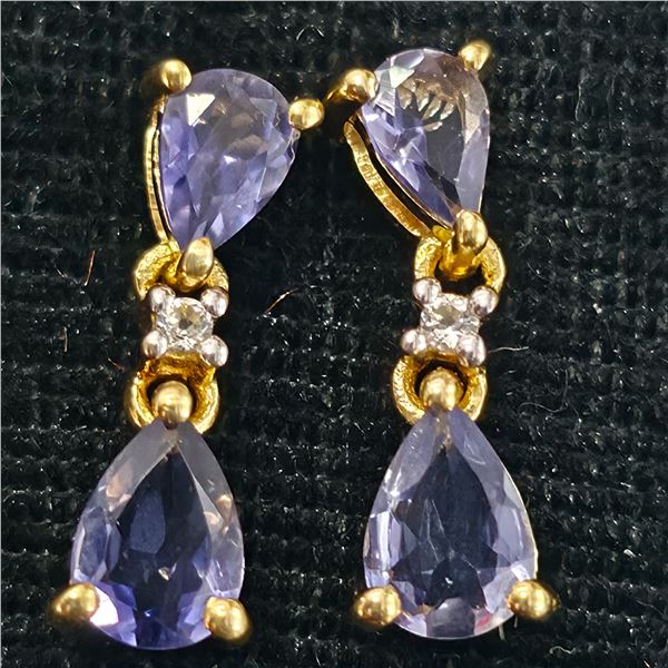GOLDPLATED SILVER IOLITE(1.8CT)GOLD RHODIUM PLATE