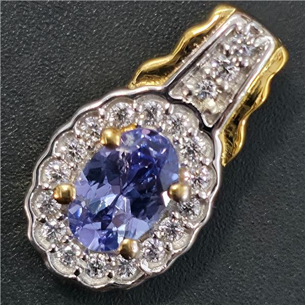 GOLD PLATED SILVER TANZANITE WHITE TOPAZ(0.45CT)