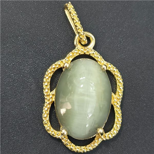GOLD PLATED SILVER CATS EYE(8.1CT) GOLD RHODIUM