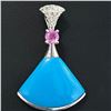 Image 1 : SILVER TOURMALINE SYN. TURQUOISE(3.6CT) RHODIUM