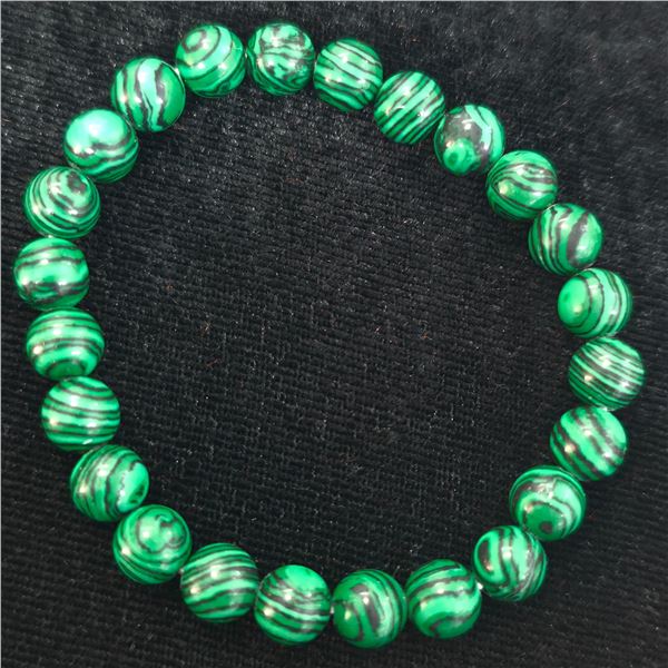 ROUND POLISHED MALACHITE(67.5CT) HAND MADE ELASTIC