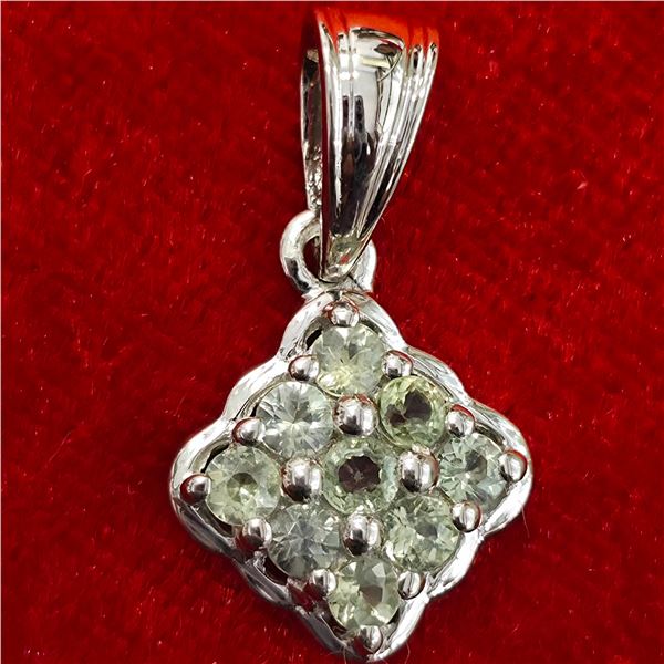 SILVER GREEN SAPPHIRE (0.75CT) RHODIUM