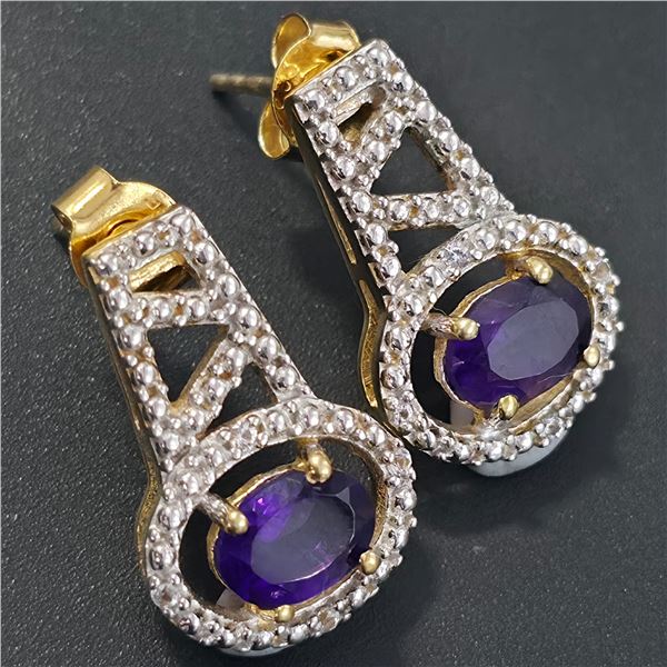 GOLD PLATED SILVER AMETHYST (2.1CT) GOLD RHODIUM