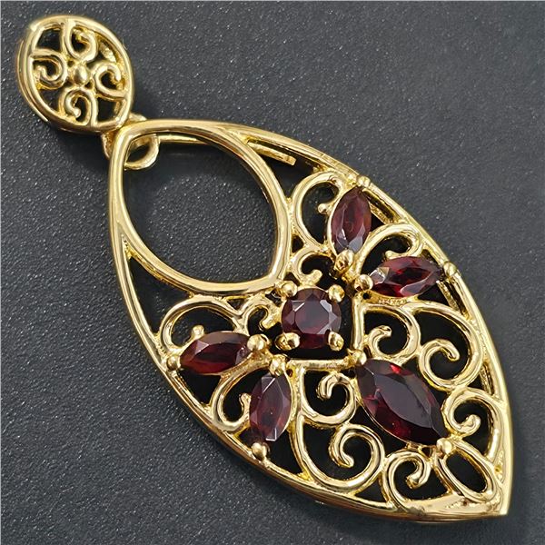 GOLD PLATED SILVER GARNET (0.9CT) GOLD RHODIUM
