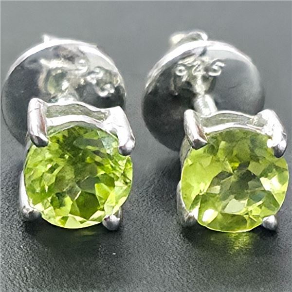SILVER PERIDOT (0.8CT) RHODIUM PLATED EARRINGS