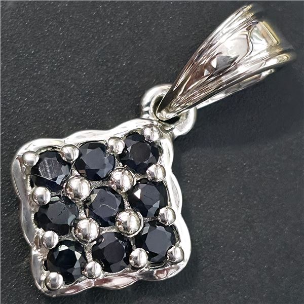 SILVER BLUE SAPPHIRE(0.3CT) RHODIUM PLATED