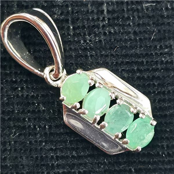 SILVER EMERALD (0.9CT) RHODIUM PLATED PENDANT