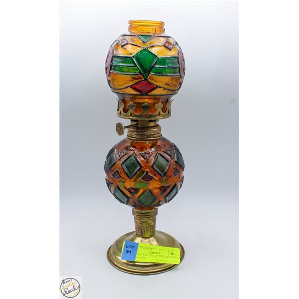 VINTAGE SAIL BOAT BRAND AMBER GLASS WITH