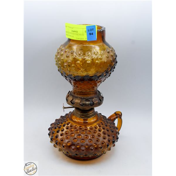 VINTAGE FENTON COLONIAL AMBER HOBNAIL