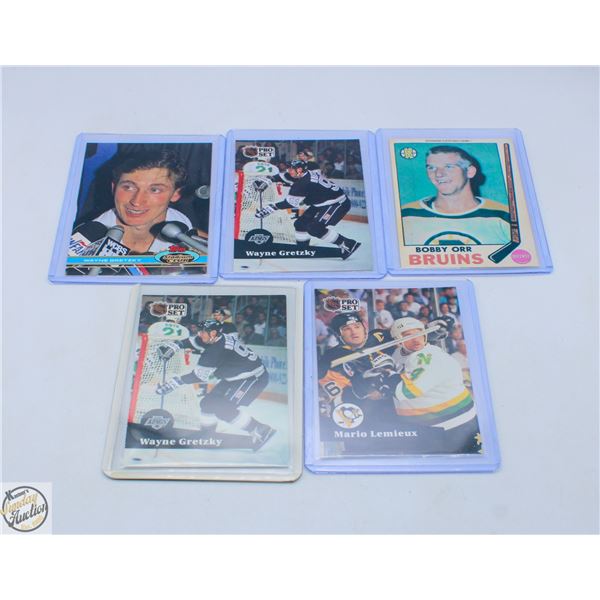 LOT OF WAYNE GRETZKY CARDS WITH REPRINT BOBBY ORR