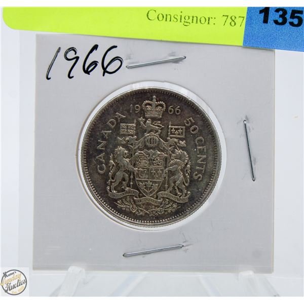 1966 CDN SILVER 50 CENT COIN