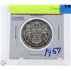 Image 1 : 1957 CDN SILVER 50 CENT COIN
