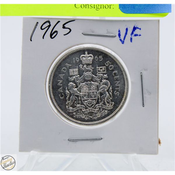 1965 CDN SILVER 50 CENT COIN