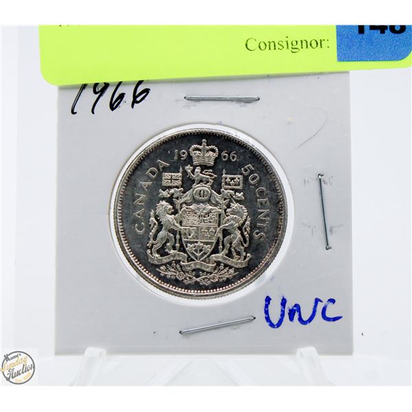 1966 CDN SILVER 50 CENT COIN