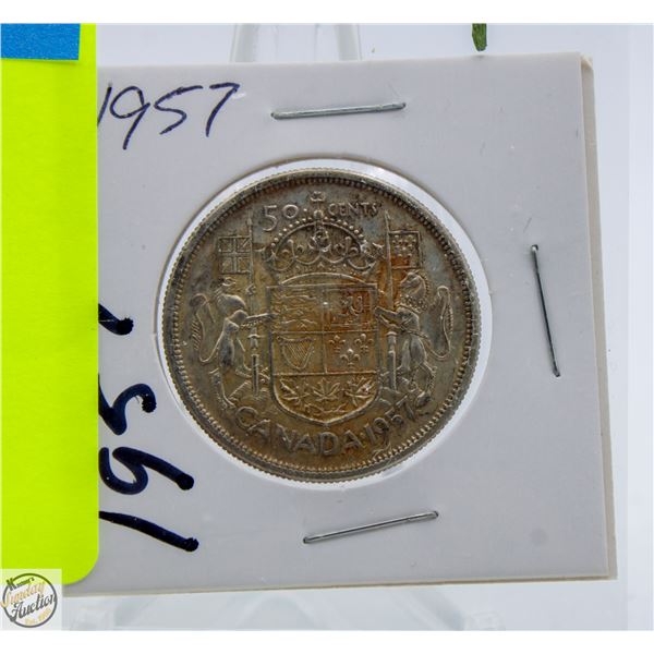 1957 CDN SILVER 50 CENT COIN