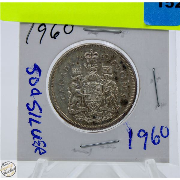 1960 CDN SILVER 50 CENT COIN