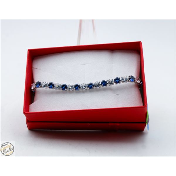 NEW TENNIS BRACELET ZIRCONIA STYLE BLUE &