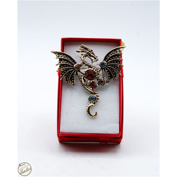 NEW DRAGON BROOCH VINTAGE 2.36”X2.36”