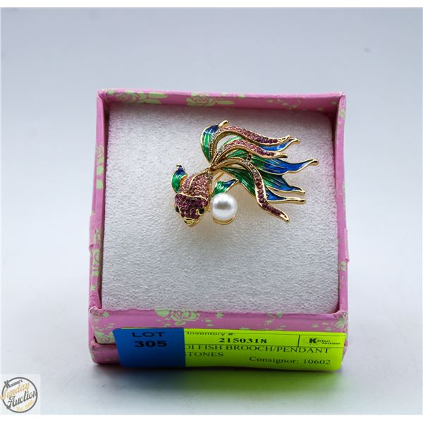 NEW KOI FISH BROOCH/PENDANT RHINESTONES