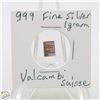 Image 1 : #3625- CANADIAN .999 FINE SILVER 1 GRAM TOKEN VALC