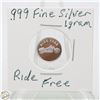 Image 1 : #3620- CANADIAN .999 FINE SILVER 1 GRAM TOKEN WITH