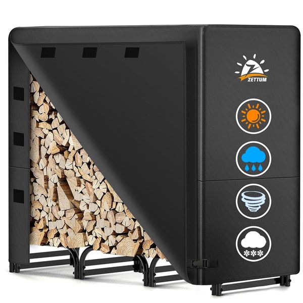 BRAND NEW ZETTUM 8FT FIREWOOD LOG RACK WITH COVER