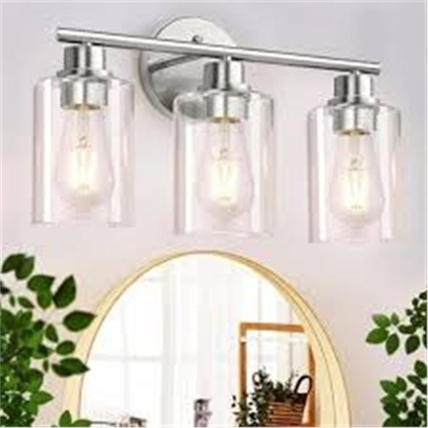 NEW CRIRY 3-LIGHT VANITY LIGHT FIXTURE SILVER