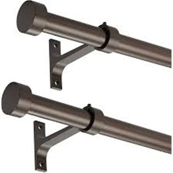 NEW 2PK CURTAIN ROD FOR WINDOWS 48-84" BRONZE