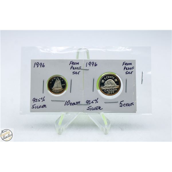 1996 92.5% SILVER 5 AND 10 CENTS