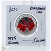 Image 1 : 2020 99.9% SILVER REMEMBRANCE DAY 5 DOLLARS