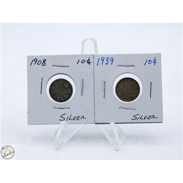 1908 & 1939 SILVER DIMES