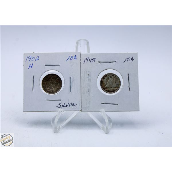 1902H & 1948 SILVER DIMES