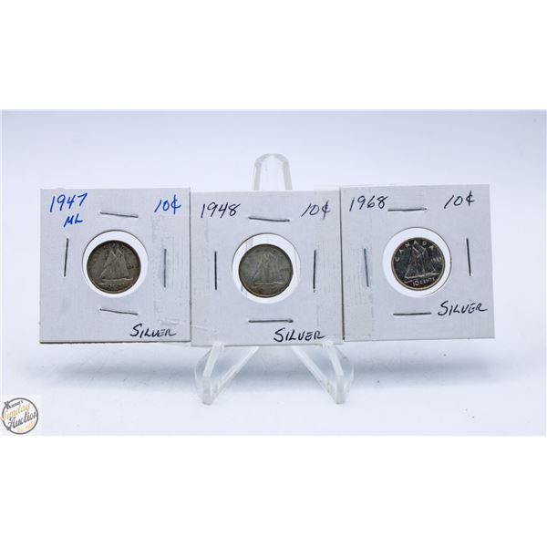 1947 ML, 1948 & 1968 SILVER DIMES