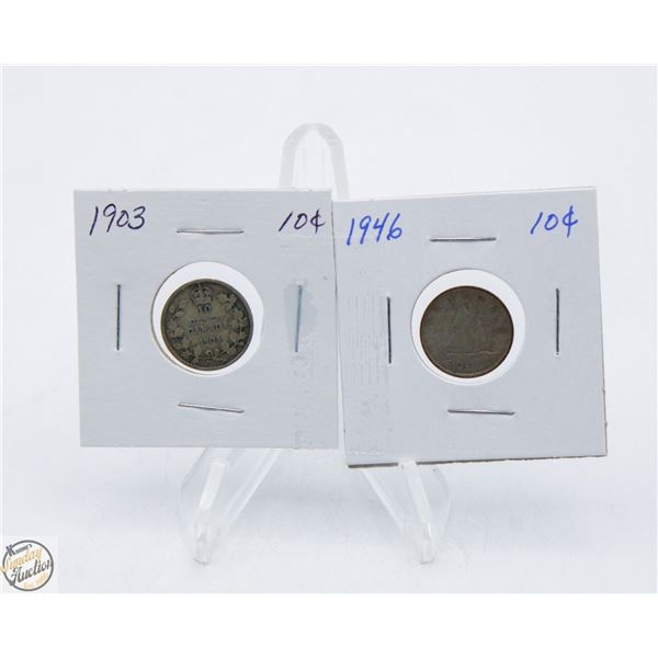 1903 & 1946 SILVER DIMES
