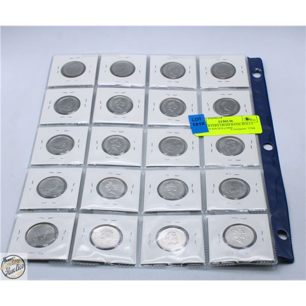 20 QUARTERS FROM BANK ROLLS VAROUS DATES (1992 -