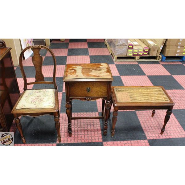 ANTIQUE MALCOM BETTER BUILT DESIGN BENCH W/WEAVED