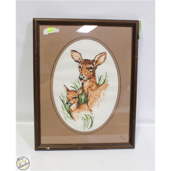 PROFESSIONALLY FRAMED DEER + FAWN IN GRASS