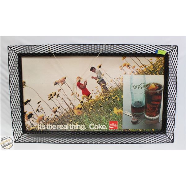 LARGE 70S COCA-COLA SIGN, CARDBOARD/METAL