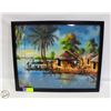 Image 1 : “AFRICAN VILLAGE” PRINT ON CANVAS (17” X 21”)