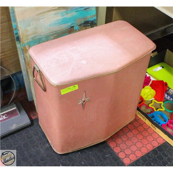 VINTAGE PINK LAUNDRY BASKET