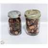 Image 1 : LOT OF 2 JARS OF OLD PENNIES