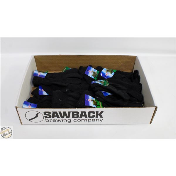 12 NEW PAIRS OF BLACK COTTON GLOVES